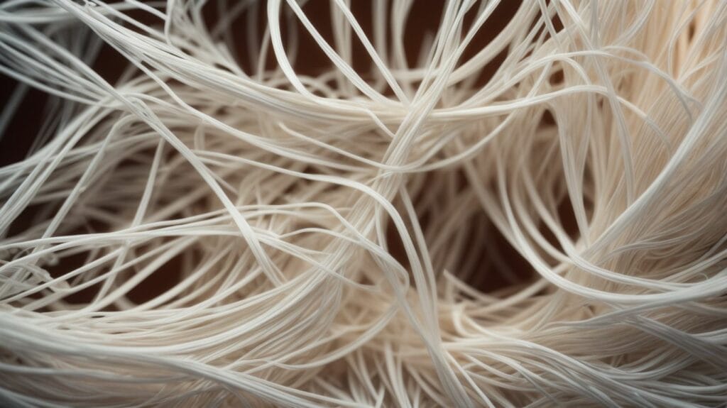 A close up image of a white string, commonly used in 3D printers.